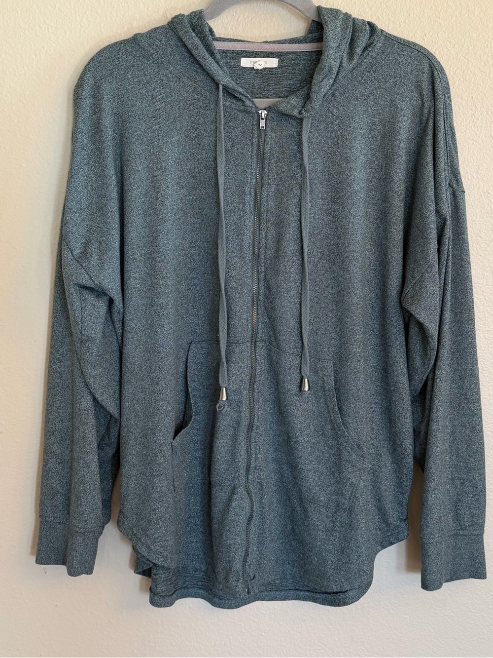 Maurices Heather Teal Full-Zip Hooded Sweatshirt